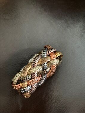 Braided Multi-Tone Metal Cuff Bracelet